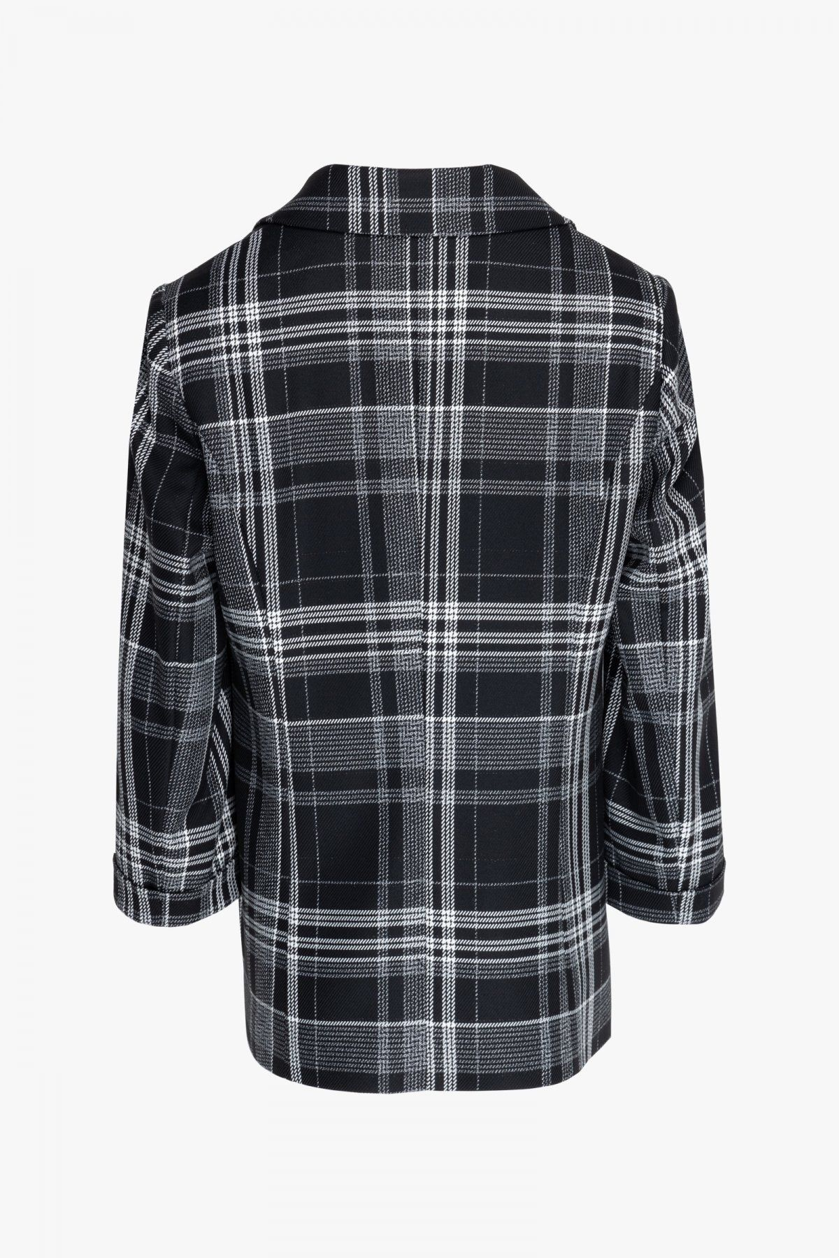 Ekol Oversize Kareli 3/4 Kol Kadın Ceket - Minimalist Stil