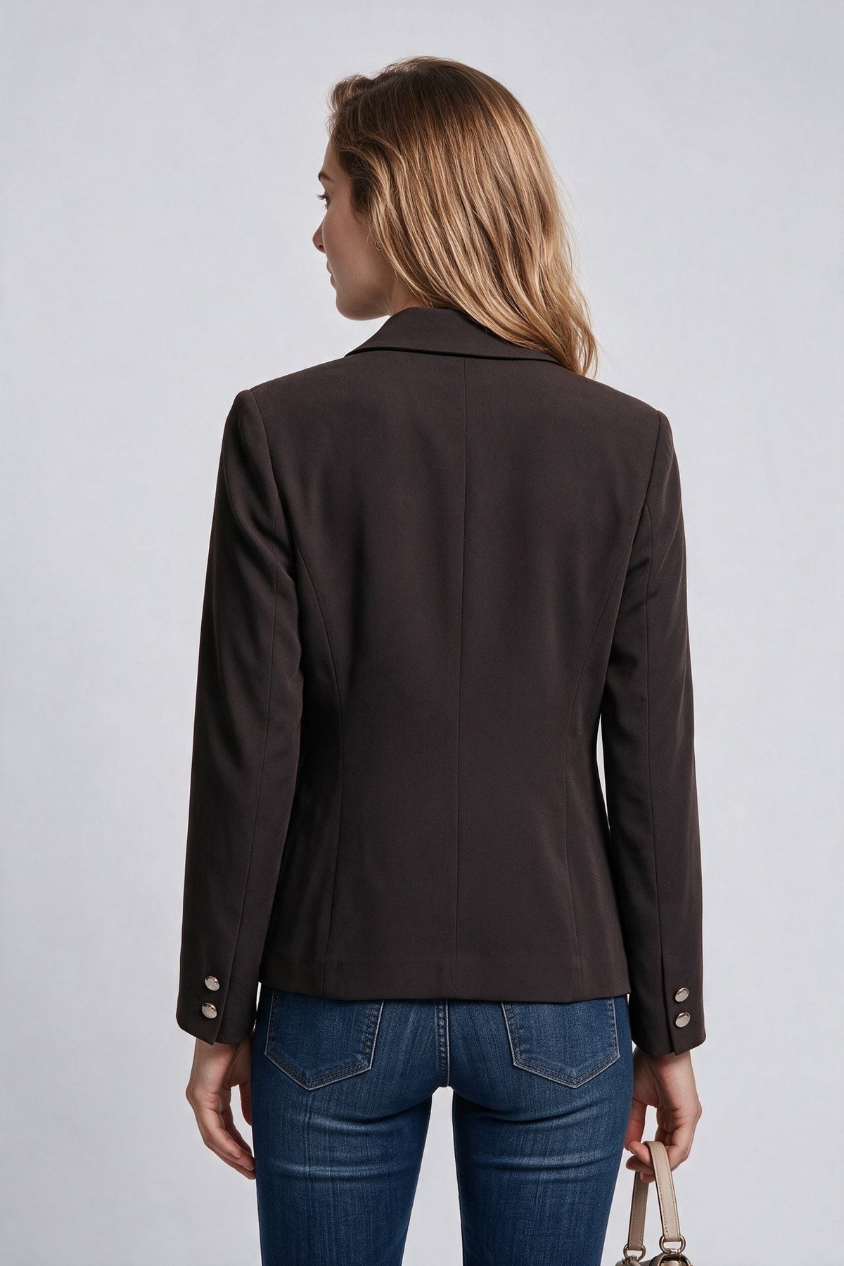 Ekol Kadın Çentikli Yaka Kuşak Detaylı Uzun Kollu Blazer Ceket
