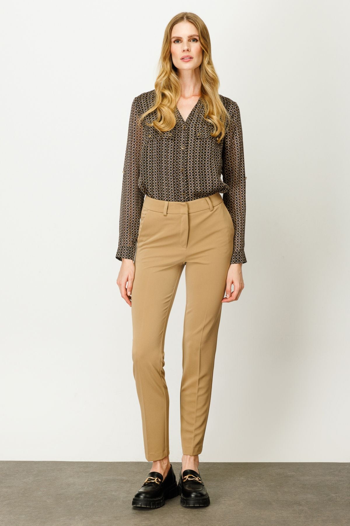 Ekol Minimalist Yüksek Bel Slim Fit Kadın Pantolon - Günlük & İş Main image