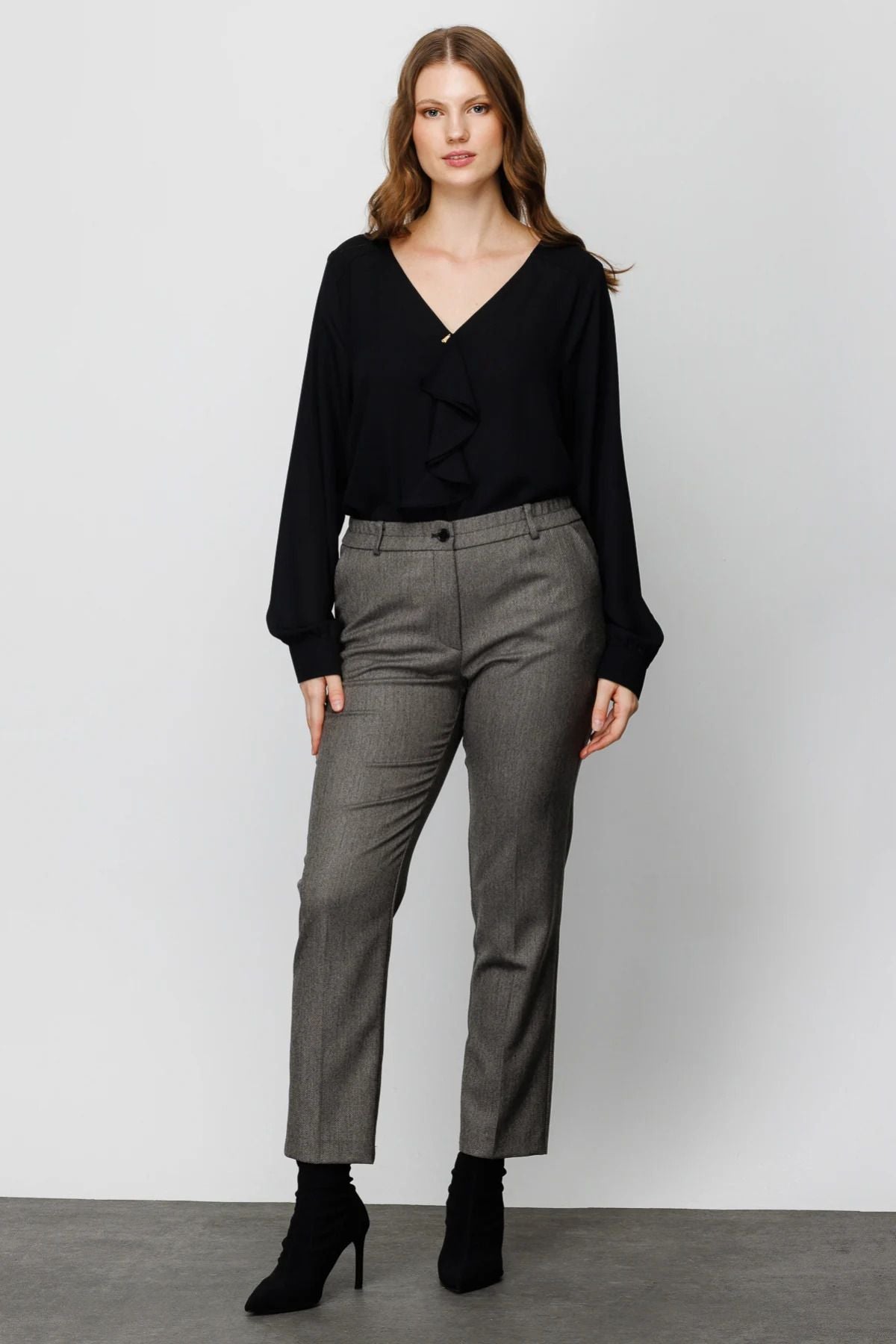 Ekol Minimalist Yüksek Bel Kadın Pantolon - Midi Boy, Günlük