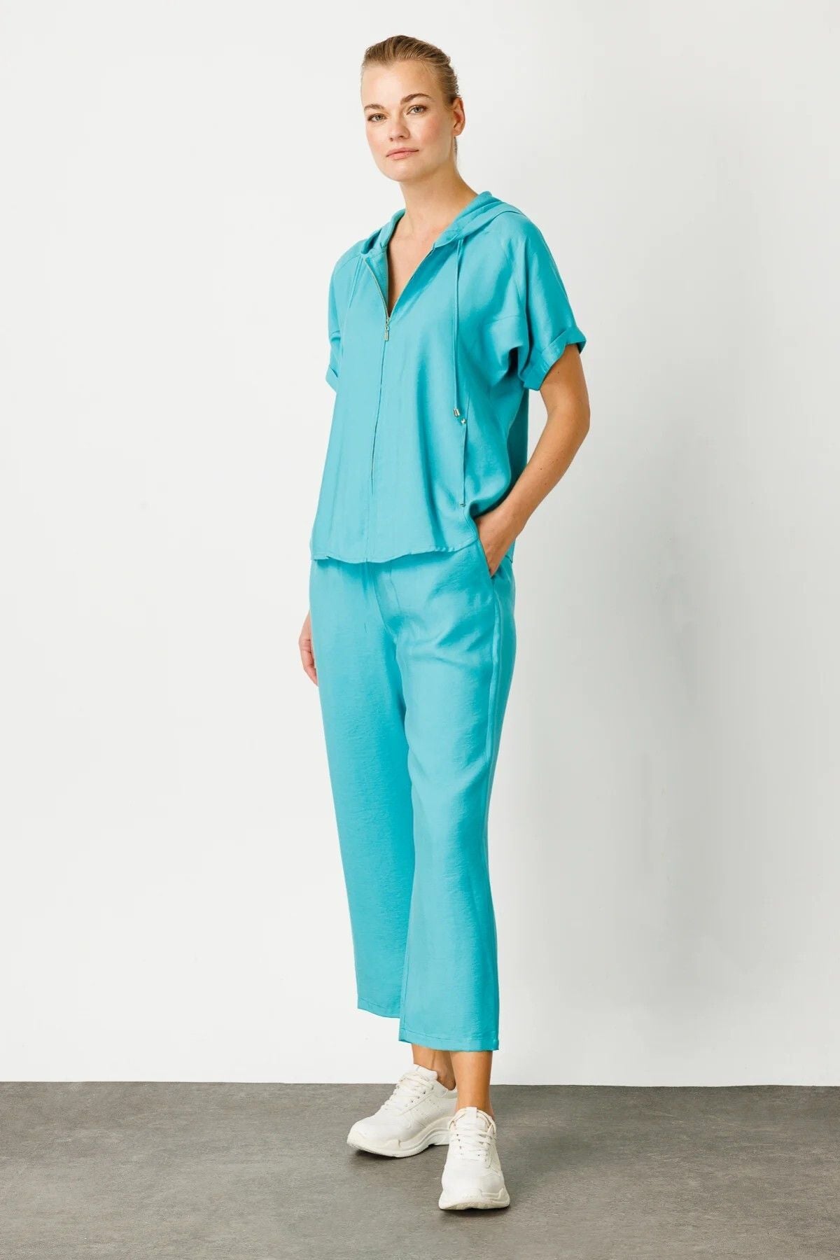 Ekol Oversize Keten Kadın Pantolon - Rahat ve Şık Midi Boy Main image