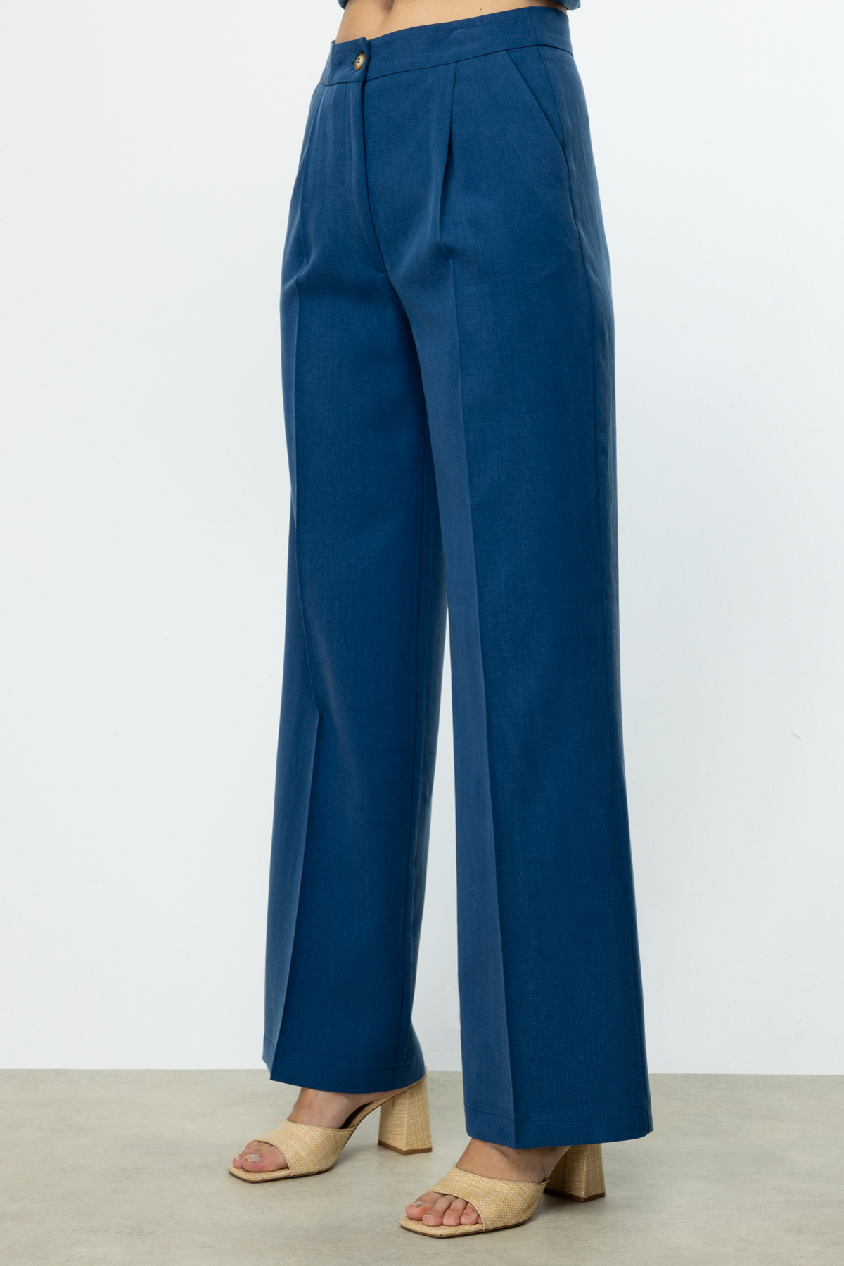 Ekol Minimalist Yüksek Bel Geniş Paça Kadın Pantolon - Günlük & İş