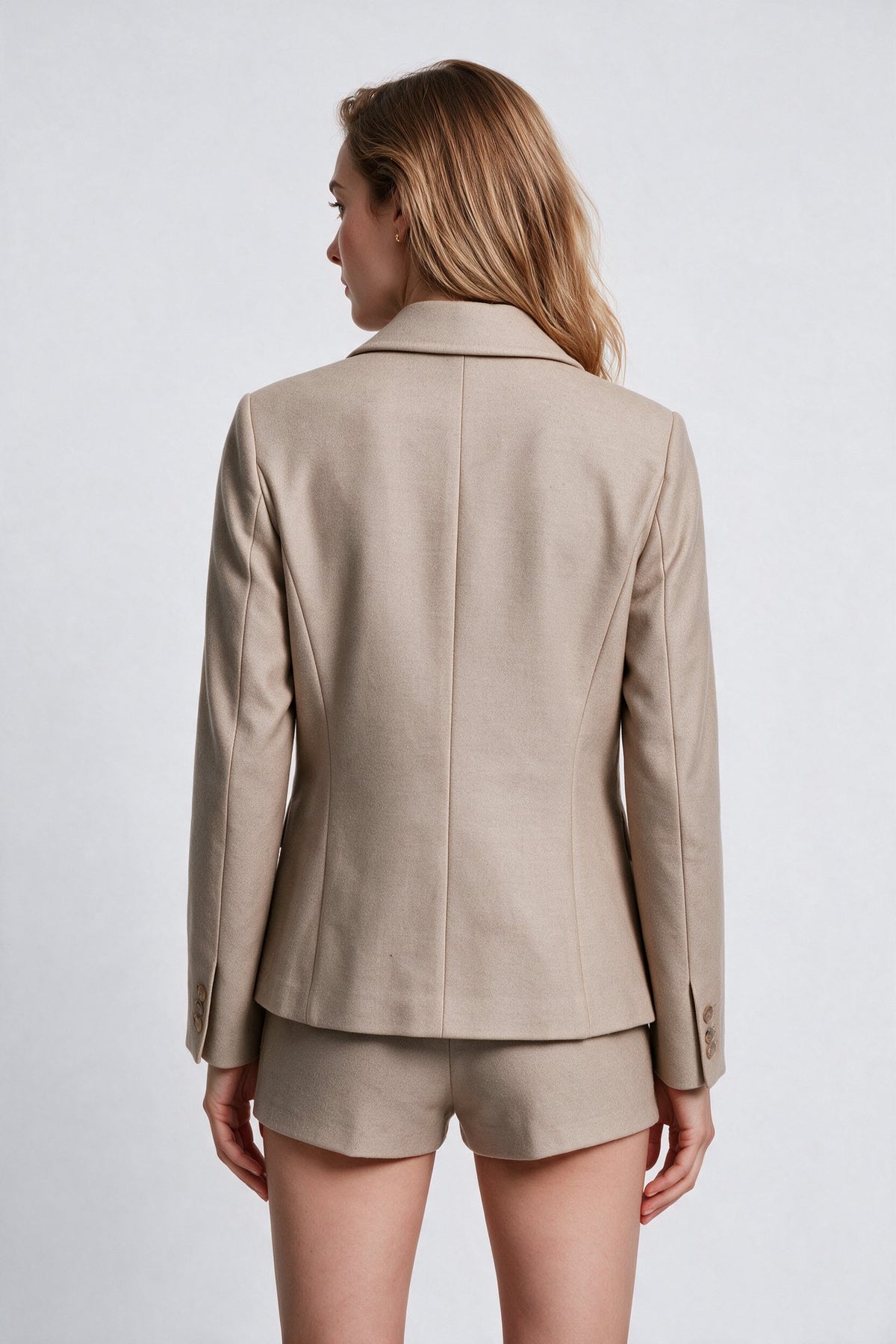 Ekol Kadın Kruvaze Çentikli Yaka Düğme Detaylı Uzun Kollu Blazer Ceket
