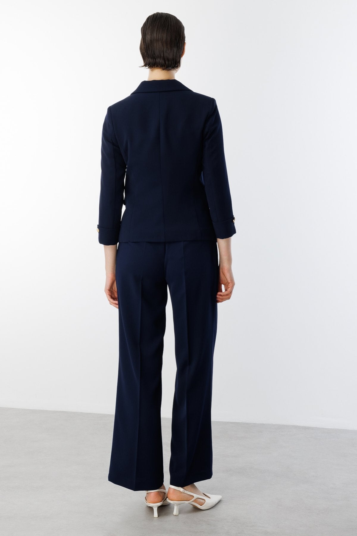 Ekol Minimalist 3/4 Kol Kadın Blazer Ceket - Günlük & Ofis Şıklığı