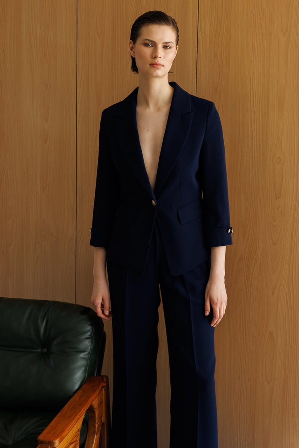 Ekol Minimalist 3/4 Kol Kadın Blazer Ceket - Günlük & Ofis Şıklığı