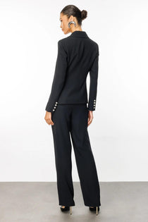 Ekol Minimalist Çift Düğmeli Uzun Kollu Kadın Blazer Ceket - İş & Günlük
