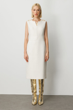 Ekol Minimalist Midi Elbise - Kolsuz V Yaka Günlük & İş Elbisesi