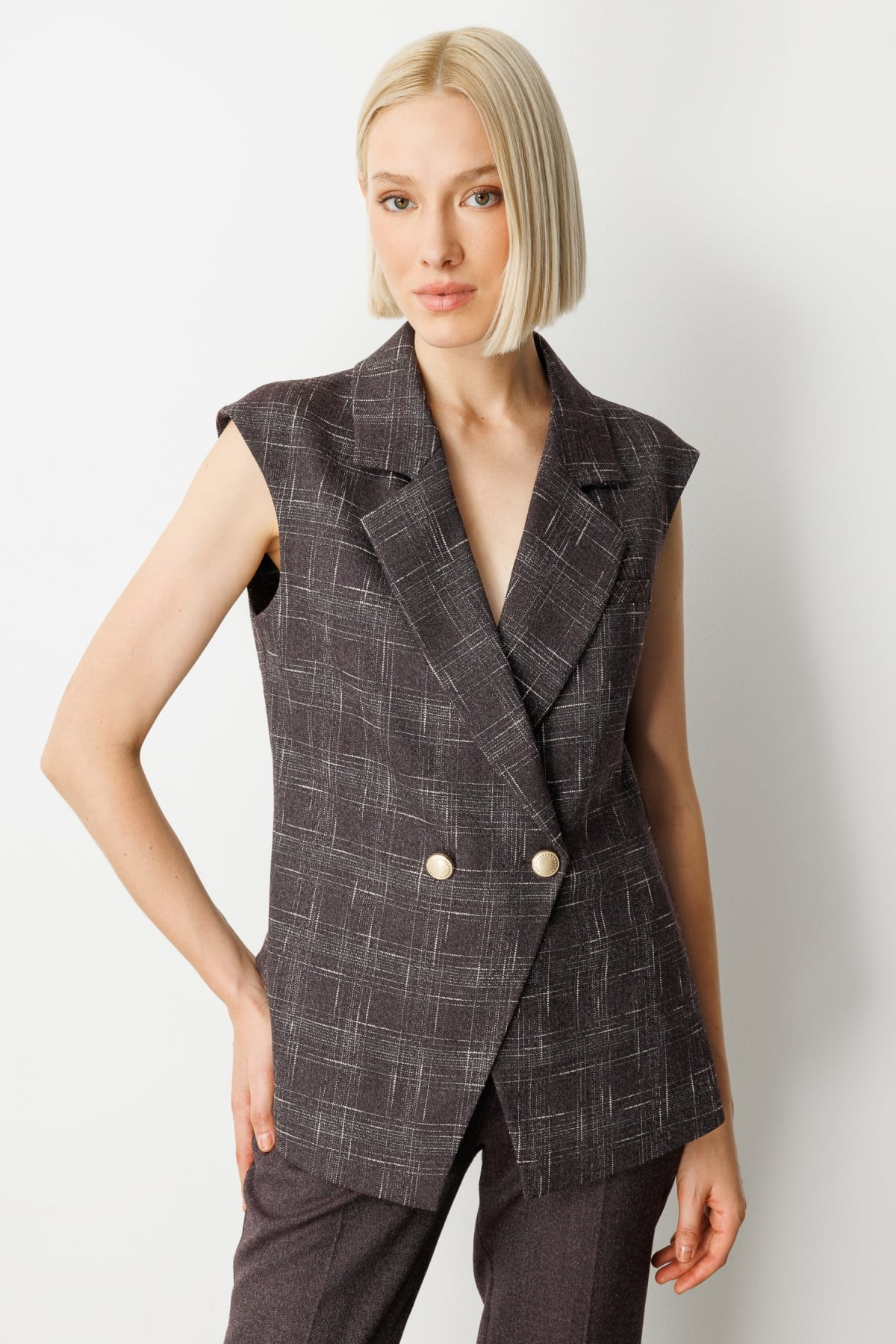 Ekol Minimalist Oversize Kolsuz Yelek - Günlük ve Şık