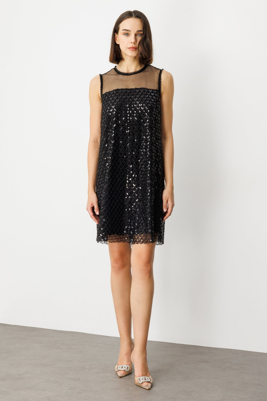 Ekol Straplez Pullu Midi Elbise - Minimalist & Şık