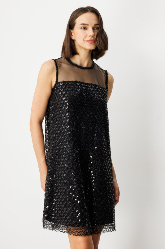 Ekol Straplez Pullu Midi Elbise - Minimalist & Şık