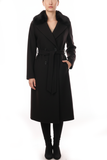 Ekol Fur-Trimmed Collar Belted Coat