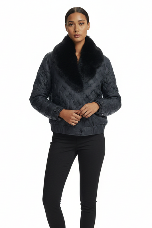 Ekol Fur-Trimmed Padded Jacket, Black.