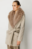 Ekol Fur-Trimmed Collar Coat with Patch Pockets