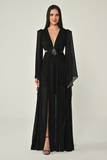 V-Neck, Waist-Decline, Backless, Front Brooch-Detailed Chiffon Long Evening Dress Alfa Beta