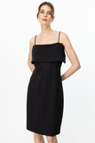 Ekol Straplez Minimalist Midi Elbise - Taş Detaylı
