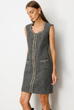 Ekol Chain Detail Midi Tweed Dress