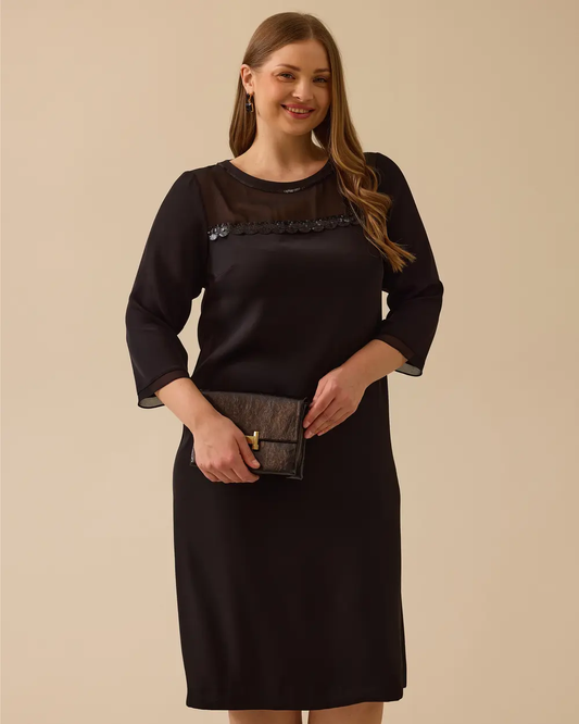 Plus size sequined sheer detail dress Gala-Xi