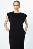 On Minimalist Round Neck Short Sleeve Midi Casual Dress