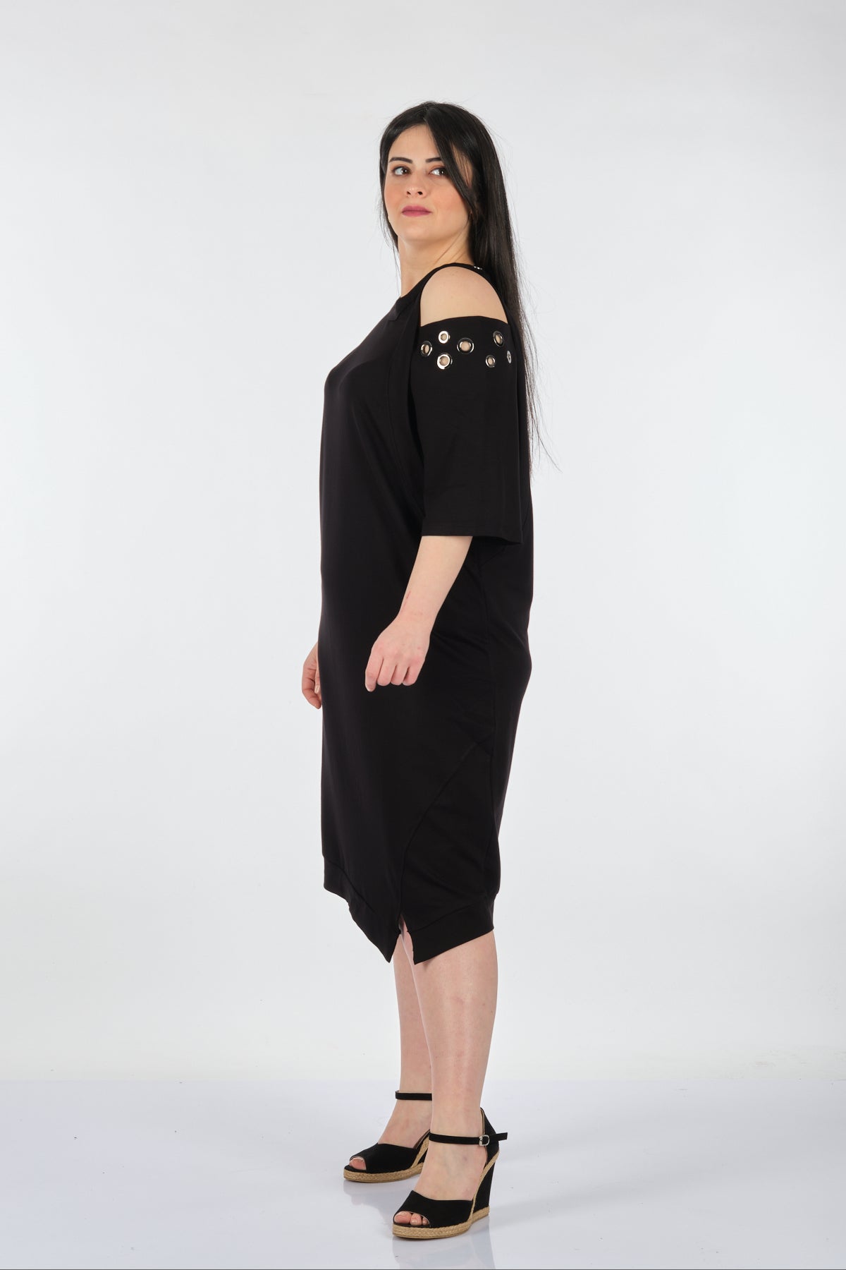 Vedi-bb Tek Omuz Oversize Midi Günlük Elbise - Rahat ve Şık Secondary image
