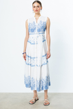 Ekol Sleeveless Midi Embroidered Dress - Minimalist Vintage Style