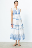 Ekol Sleeveless Midi Embroidered Dress - Minimalist Vintage Style