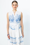 Ekol Sleeveless Midi Embroidered Dress - Minimalist Vintage Style