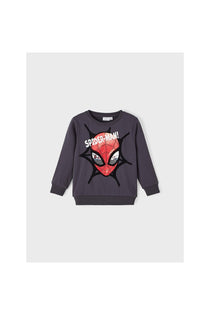 Erkek Çocuk Örümcek Adam Desenli Uzun Kol Sweatshirt-Günlük Kullanım