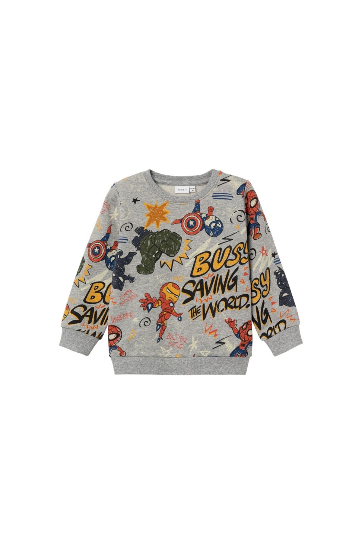 Erkek Çocuk Süper Kahraman Desenli UzunKol Sweatshirt-Rahat ve Şık Main image