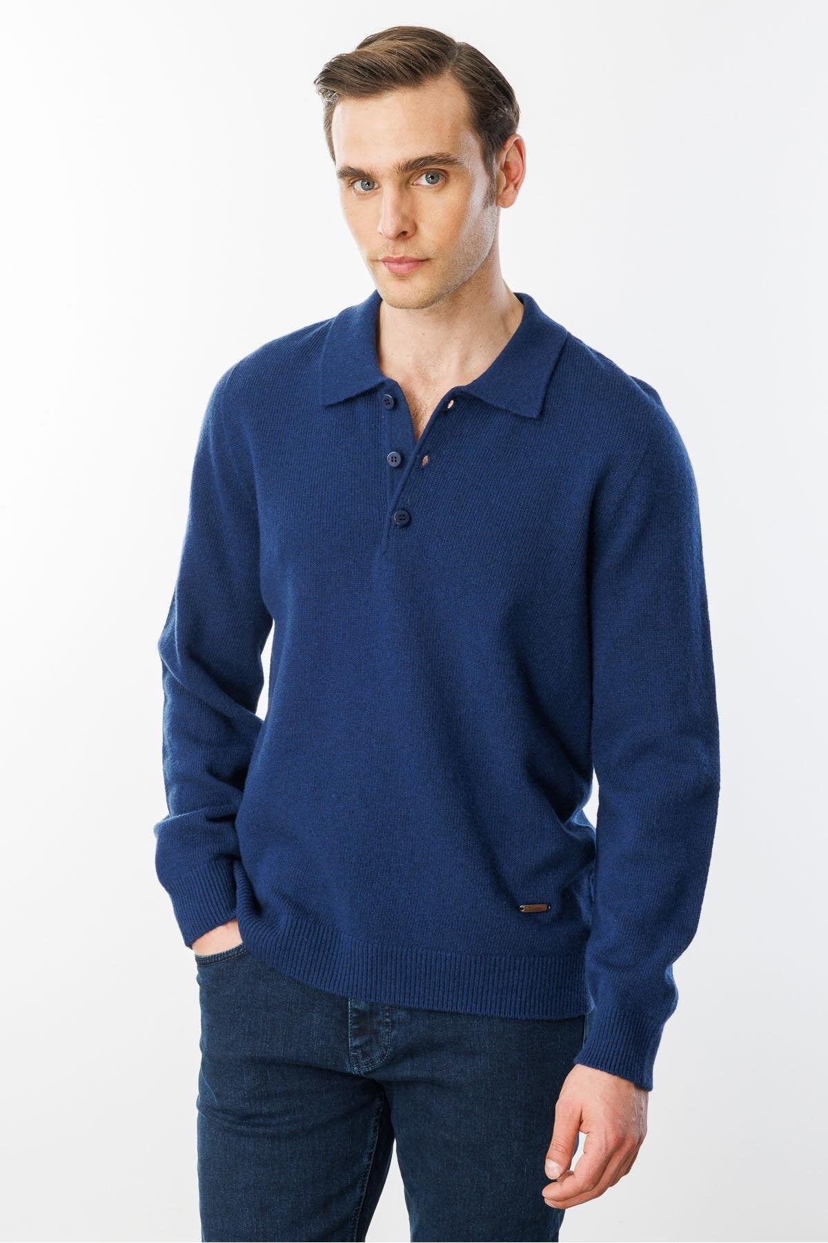 Erkek Polo Yaka Basic Yün Kazak  Desen Secondary image