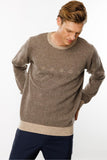 Men's Crew Neck Wool Sweater with Diamond Pattern on the Chest