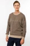 Men's Crew Neck Wool Sweater with Diamond Pattern on the Chest
