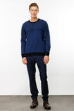 Men's Crew Neck Wool Sweater with Diamond Pattern on the Chest