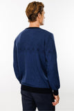 Men's Crew Neck Wool Sweater with Diamond Pattern on the Chest