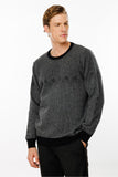 Men's Crew Neck Wool Sweater with Diamond Pattern on the Chest