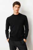 Men's Half Turtleneck Knit Sweater with Diamond Pattern on the Front 