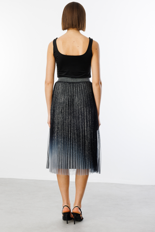 Ekol Midi Pileli Tül Etek - Ombre Detay - Şık & Rahat