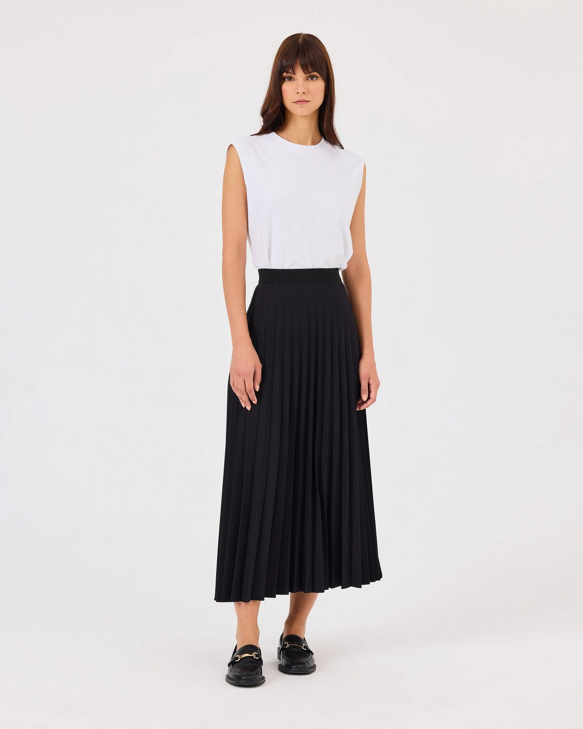 SCL Midi Pileli Etek - Minimalist Günlük Stil, Yüksek Bel, Pileli Detaylar Main image