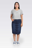 Plus Size Midi Length Denim Skirt by Tolga Saraçoğlu