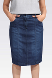 Plus Size Midi Length Denim Skirt by Tolga Saraçoğlu