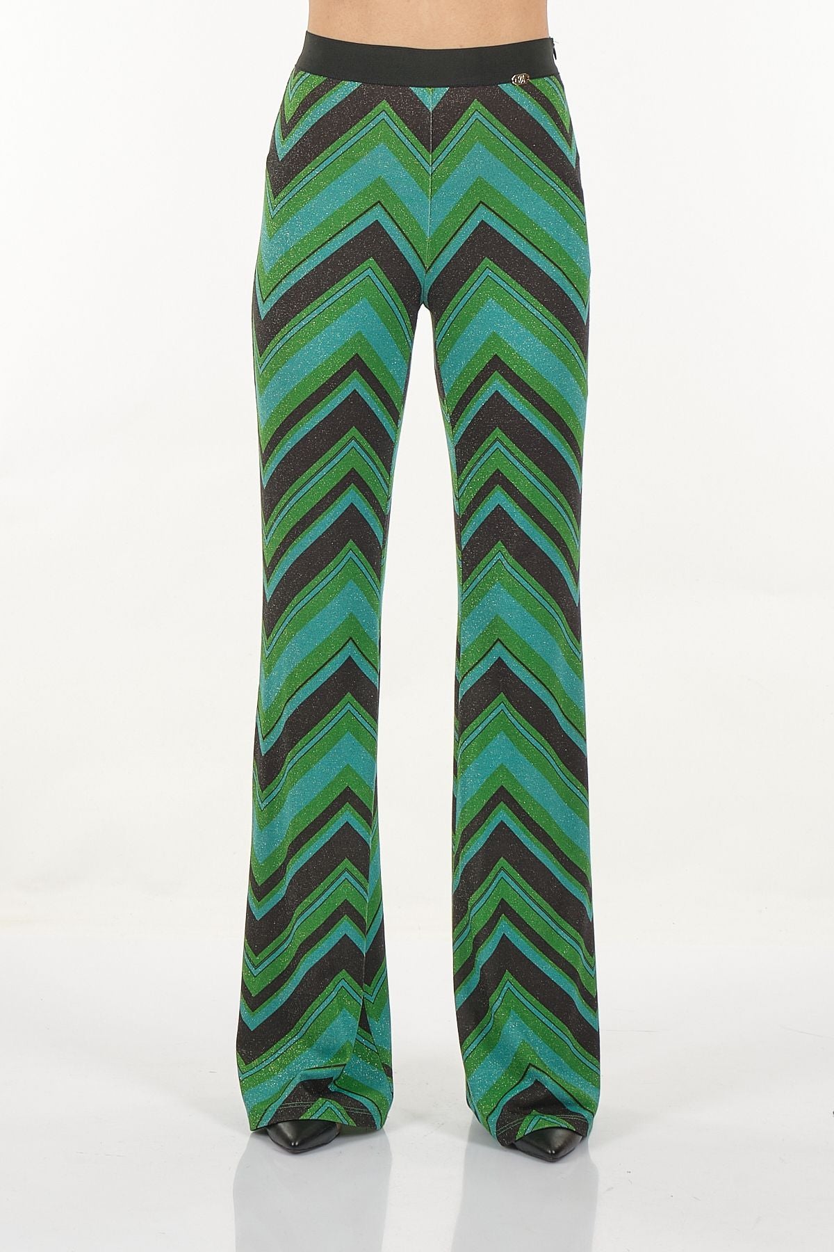 Explosion Kadın Midi Pantolon - Zigzag Desen - Vintage Tarz