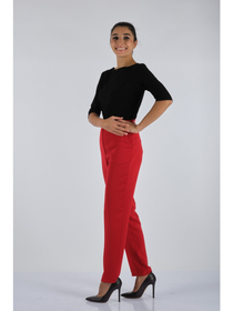 Explosion Minimalist Yüksek Bel Kadın Pantolon - Düz Kesim - Günlük & Ofis