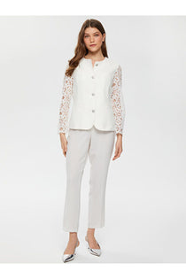 Faik Sönmez Dantel Detaylı Midi Kadın Ceket - Minimalist Tarz