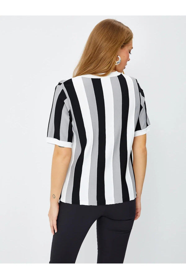 Faik Sönmez Oversize Çizgili Triko - Minimalist Stil