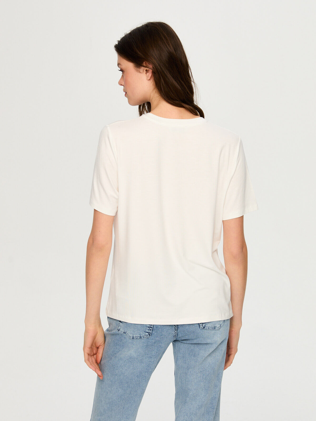 Faik Sönmez Kadın Büyük Beden Örme T-Shirt Normal Boy Kesim