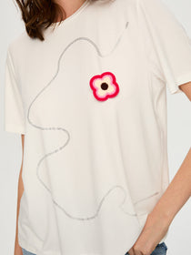 Faik Sönmez Kadın Büyük Beden Örme T-Shirt Normal Boy Kesim
