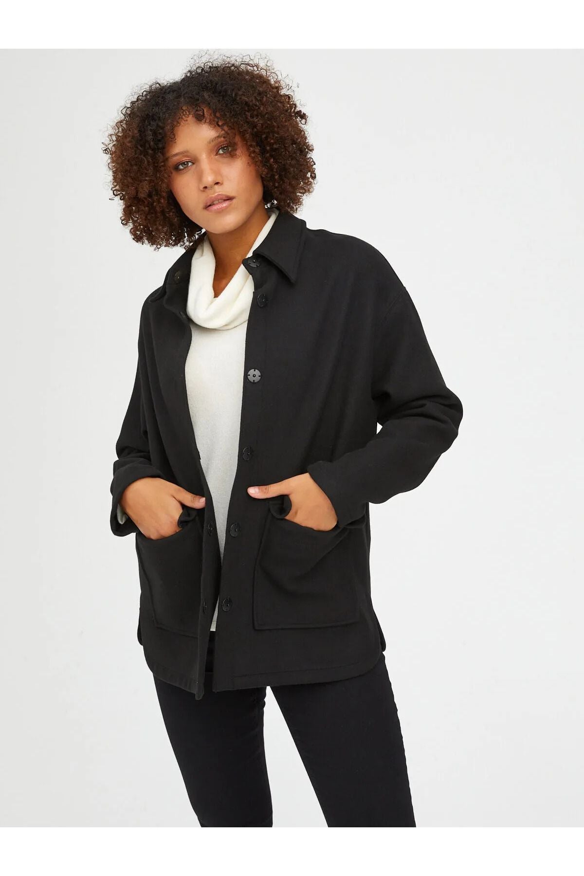 Faik Sönmez Oversize Midi Gömlek Yaka Kadın Ceket - Minimalist Tarz