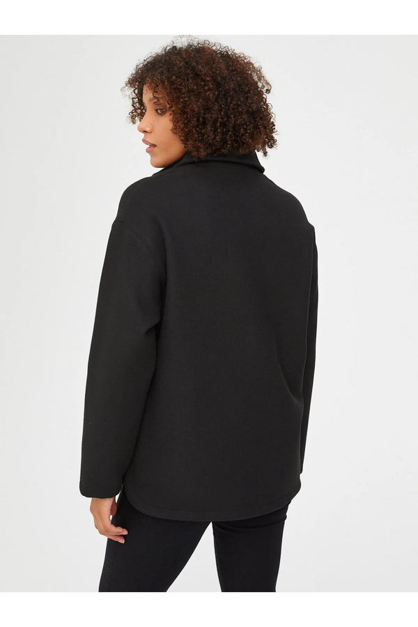 Faik Sönmez Oversize Midi Gömlek Yaka Kadın Ceket - Minimalist Tarz