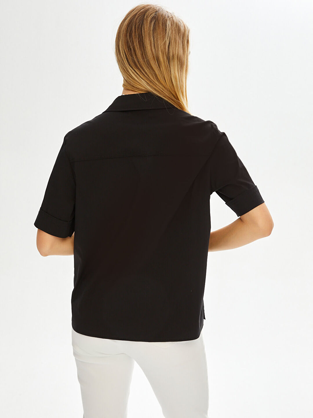 Faik Sönmez Kadın Kısa Kollu Stretch Poplin Gömlek U68358