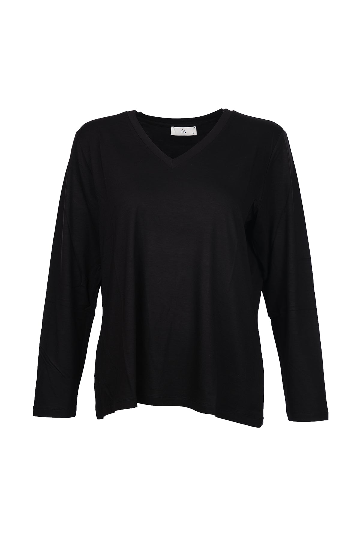 Faik Sönmez Kadın Oversize V Yaka Uzun Kol Minimalist T-Shirt Main image