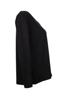 Faik Sönmez Kadın Oversize V Yaka Uzun Kol Minimalist T-Shirt